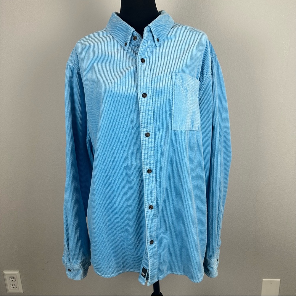 Houston White x Target Mens Shacket Sz XXL Button Up Blue Chunky Corduroy Unisex